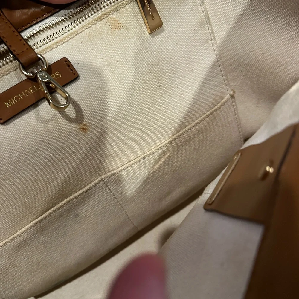 Michael Kors Tan and Cream Cage Tote - Picture 15 of 15